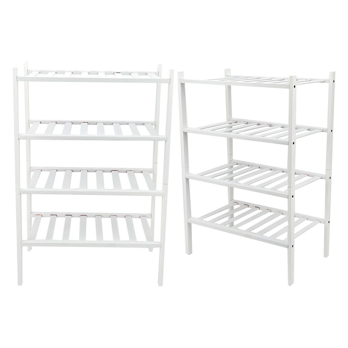4 Tier Shoe Rack White Stackable Shoes Rack Organizer Multifunctional Bamboo Shoe Rack for Home Hotel Dorm