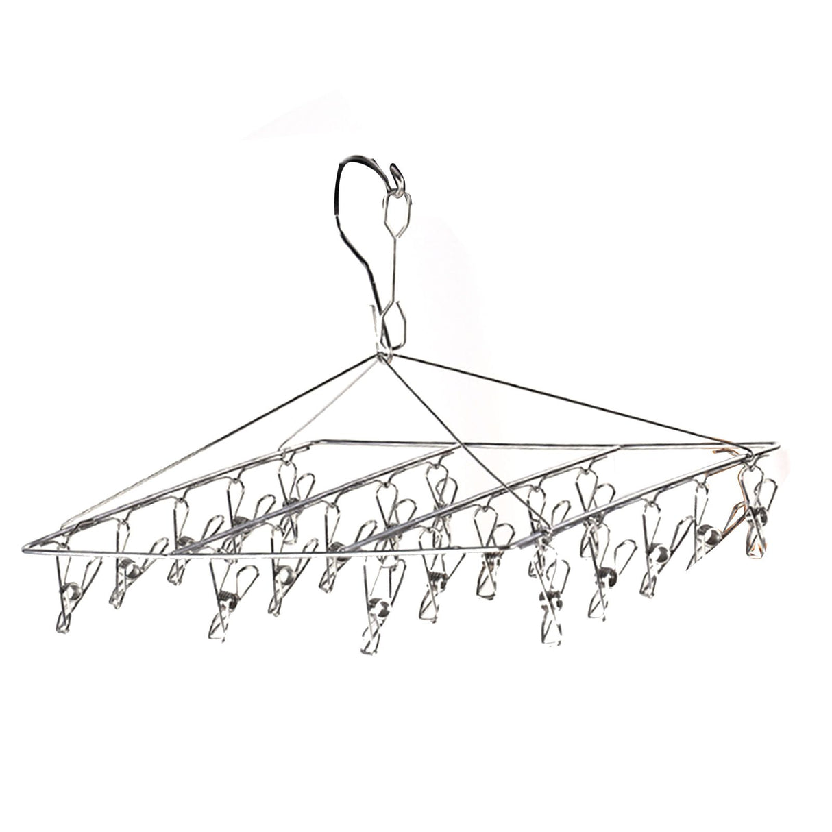 Clothes Drying Hanger Stainless Steel Multi Clip Laundry Drip Hanging Rack for Underwear Socks Hat No Loop Square