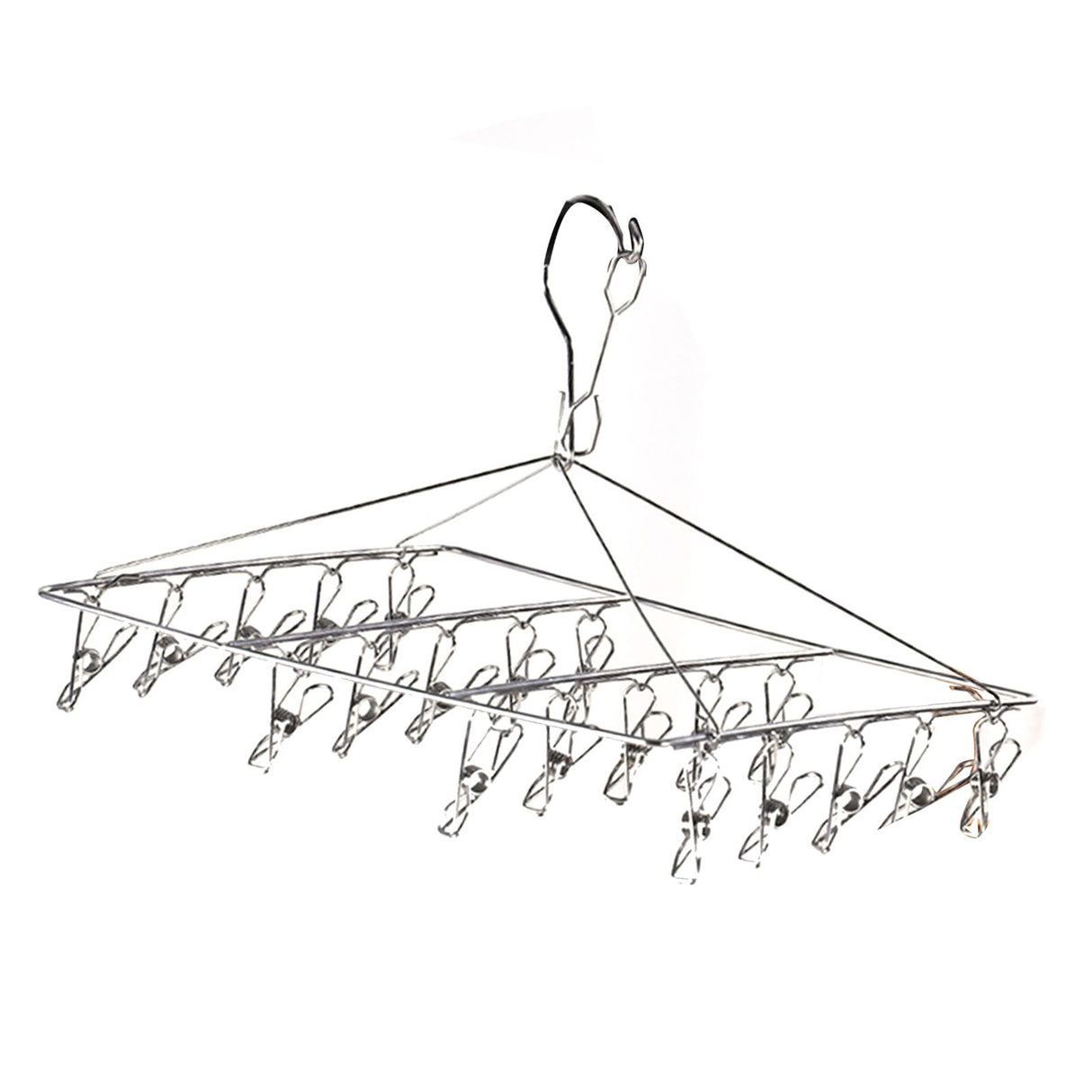 Clothes Drying Hanger Stainless Steel Multi Clip Laundry Drip Hanging Rack for Underwear Socks Hat No Loop Square