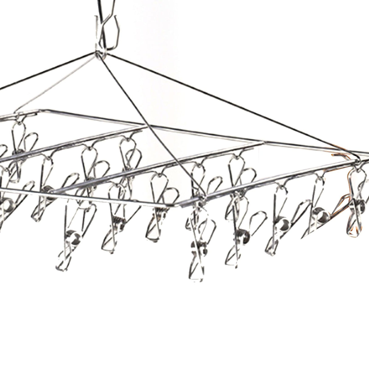 Clothes Drying Hanger Stainless Steel Multi Clip Laundry Drip Hanging Rack for Underwear Socks Hat No Loop Square