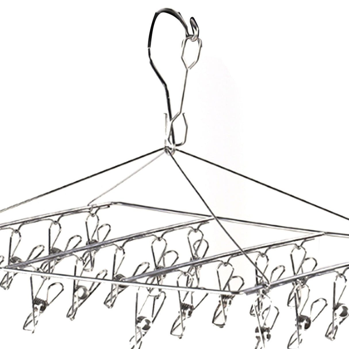 Clothes Drying Hanger Stainless Steel Multi Clip Laundry Drip Hanging Rack for Underwear Socks Hat No Loop Square