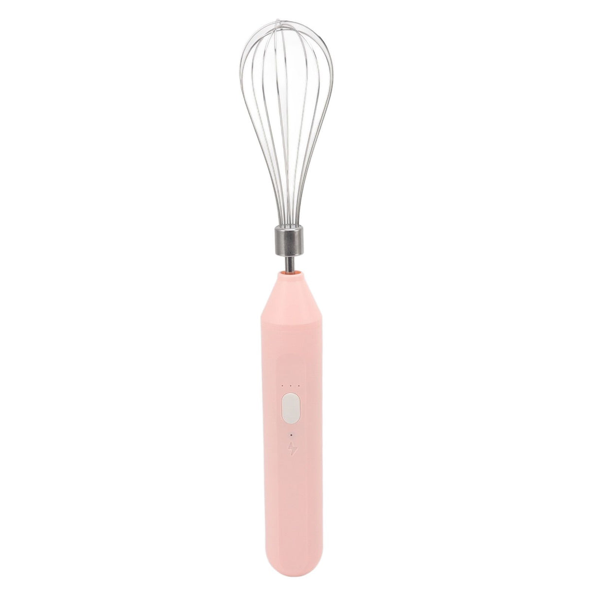 Electric Egg Beater Handheld USB Charging Milk Frother Portable Cordless Drink Mixer with Stainless Steel Whisk Pink