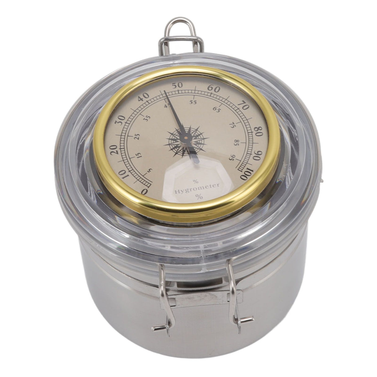Cigar Jar Stainless Steel Silicone Ring with Hygrometer Waterproof Sealed Storage Jar for Home 96mmx103mm/3.8x4.1in