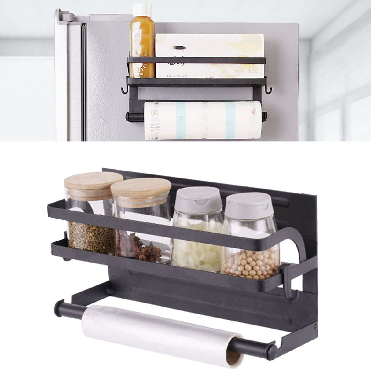 Refrigerator Magnetic Storage Shelf Organizer Strong Magnetic Spice Rack for Refrigerator B Style Single Layer