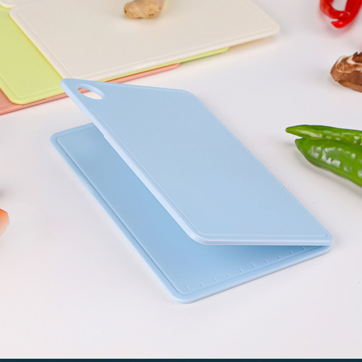 Foldable Kitchen Cutting Board Portable Plastic Fruit Chopping Board for Outdoor Picnic Camping Nordic Grey Blue 20x12.5x0.8cm