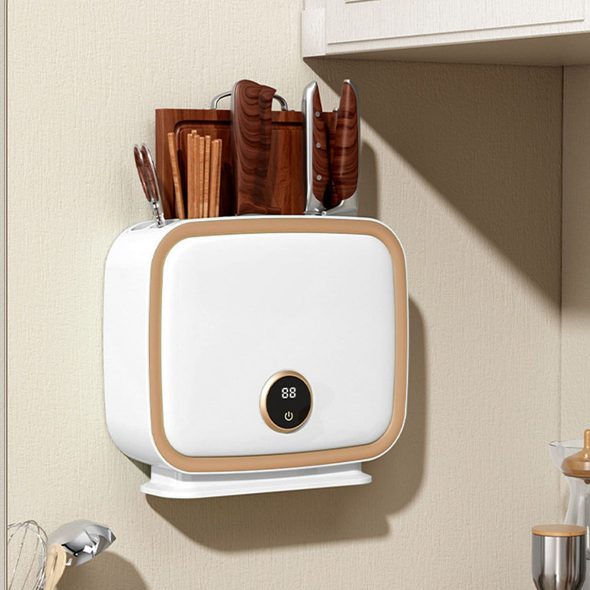 Wall Mounted Knife Holder Utensil Drying Rack Hot Air Circulation Knife Chopping Board Tableware Stand CN Plug 220V