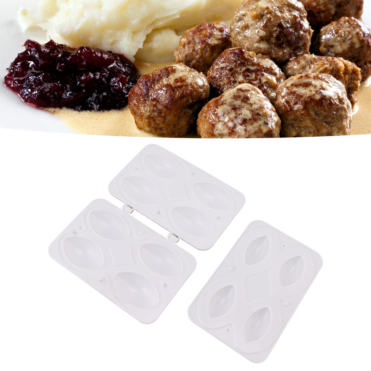 Meatball Making Mold ABS Meatloaf Maker Press Tool Dishwasher Safe Meatball Maker for Kitchen DIY Four Grids
