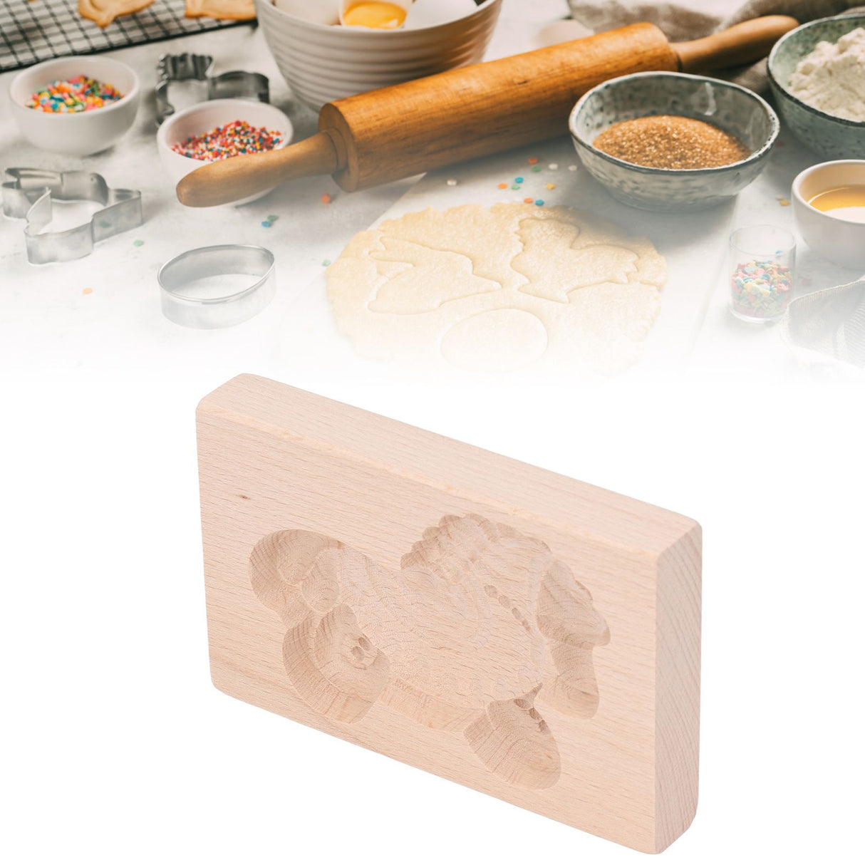 Animal Cookie Mold Lovely Vivid Wooden Biscuit Press Stamp Easy Demoulding Smoothly Cookie Mold Trojan Horse