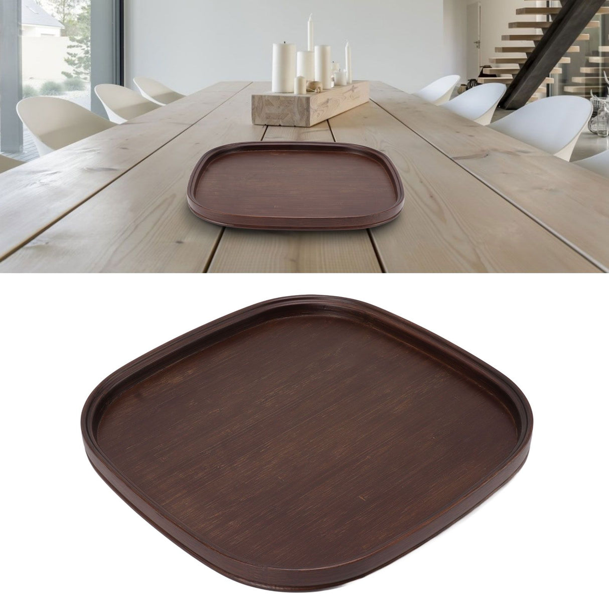 Tea Tray Bamboo Teaboard Refreshment Dried Fruit Teacup Serving Plate Walnut Wood Color L