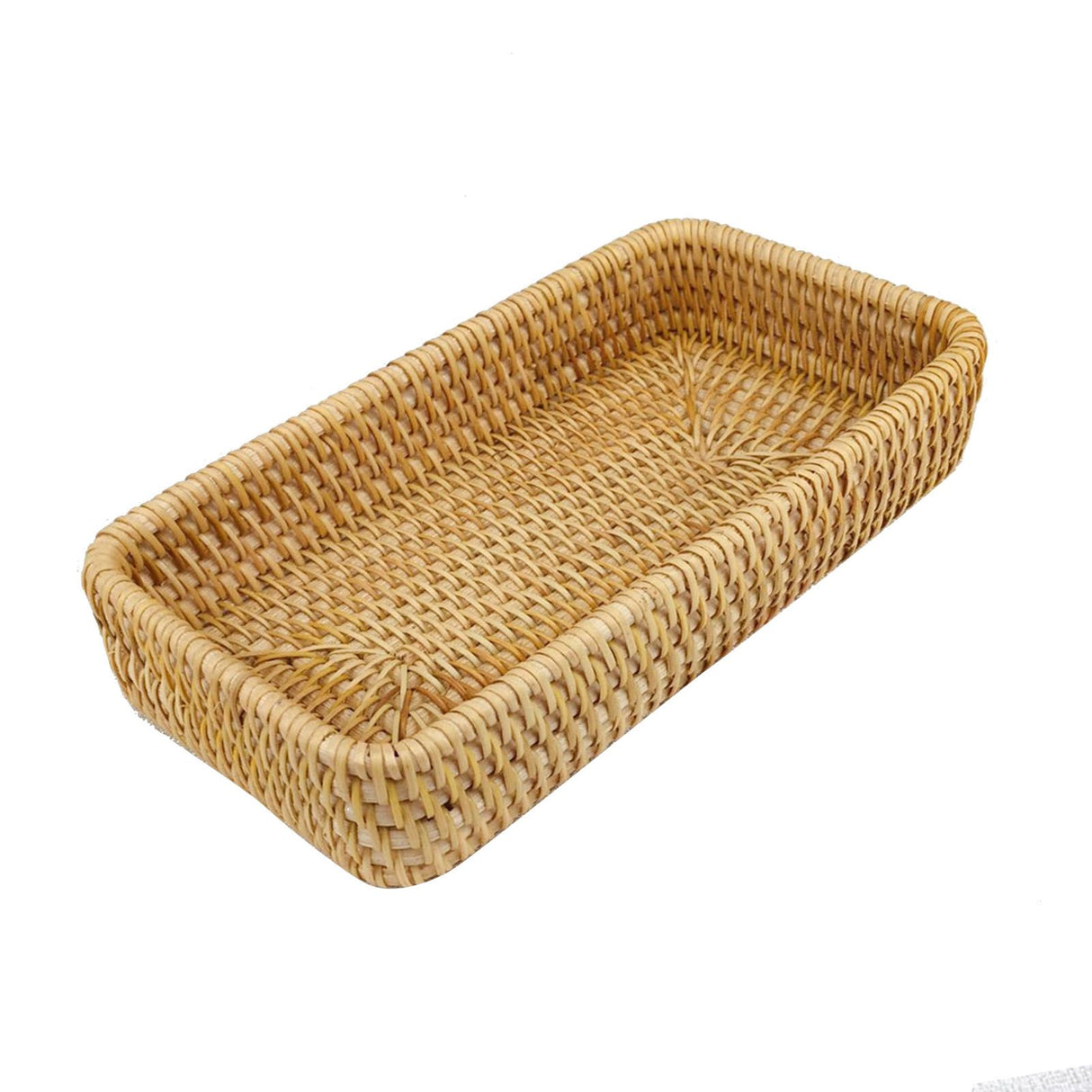 Rattan Tray Tabletop Organization Hand Woven Snack Storage Basket Multifunctional Serving Tray S