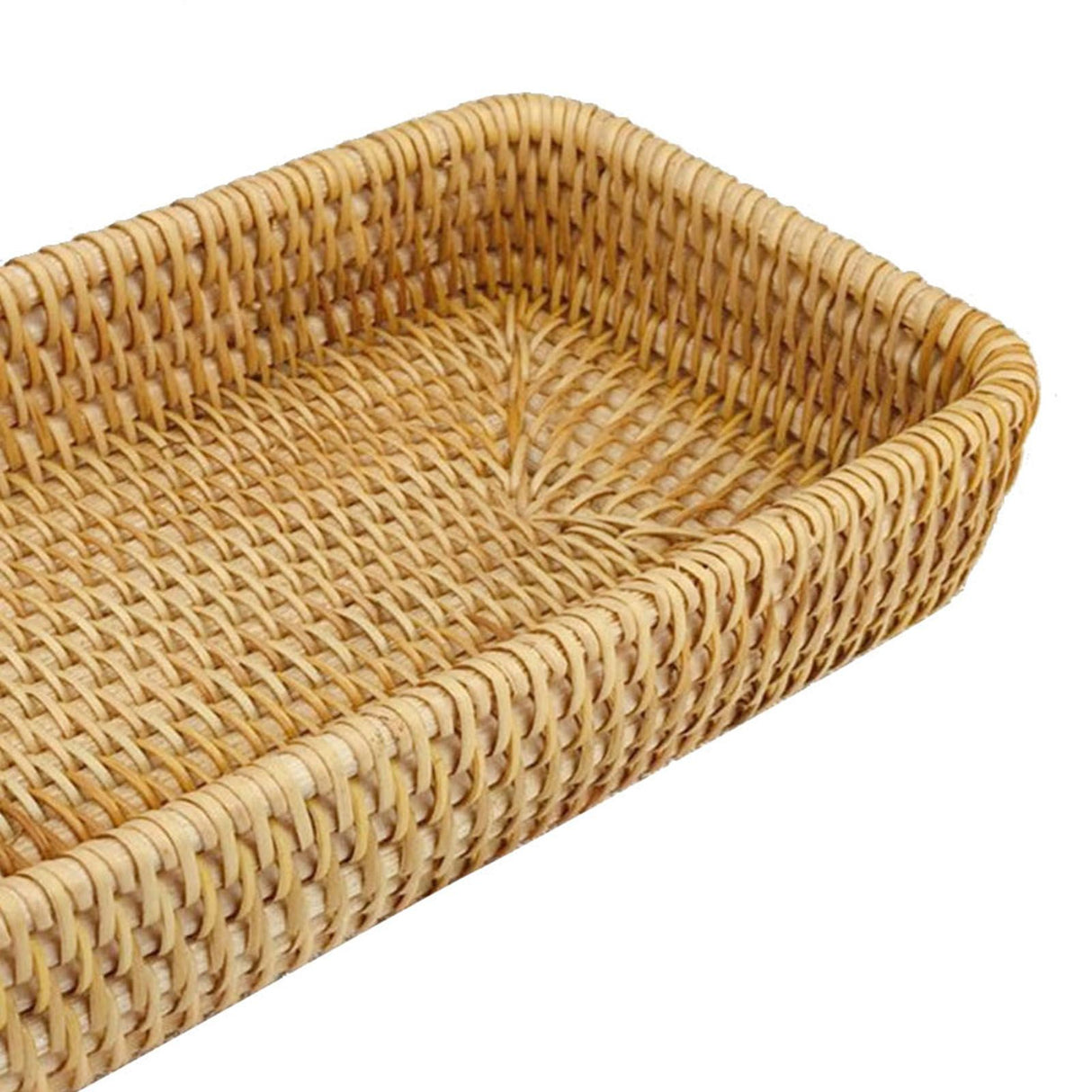Rattan Tray Tabletop Organization Hand Woven Snack Storage Basket Multifunctional Serving Tray S