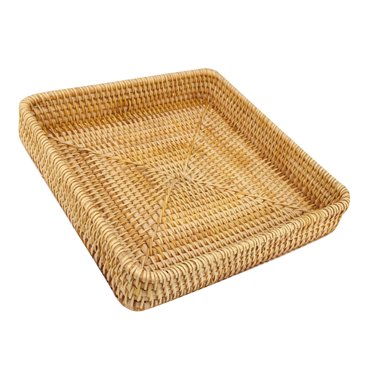 Rattan Tray Tabletop Organization Hand Woven Snack Storage Basket Multifunctional Serving Tray M