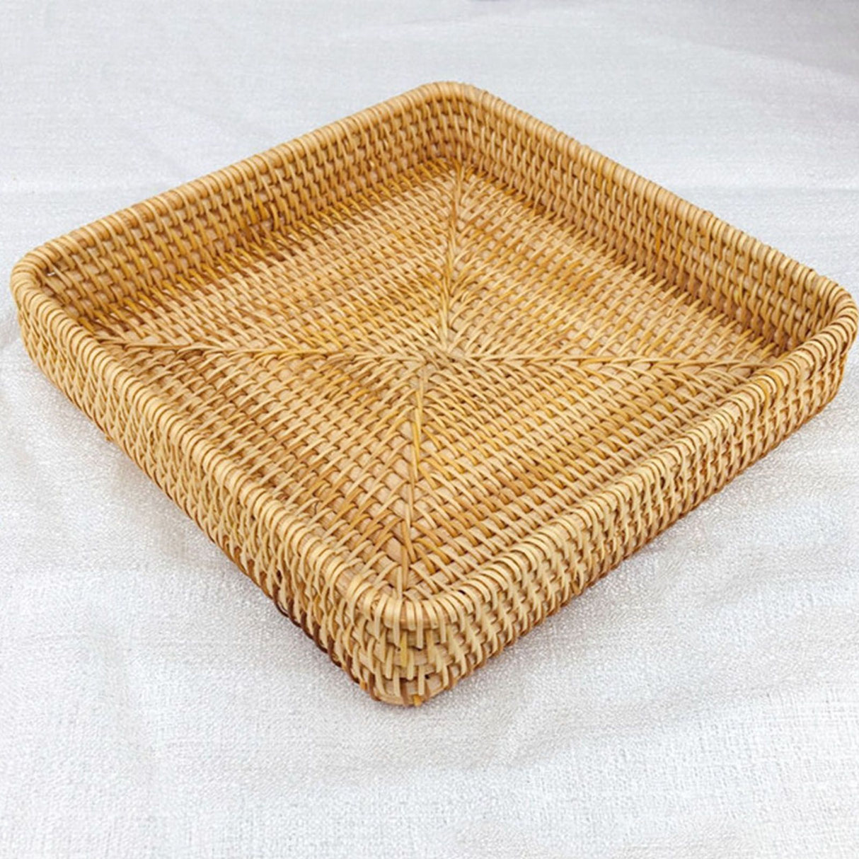 Rattan Tray Tabletop Organization Hand Woven Snack Storage Basket Multifunctional Serving Tray M