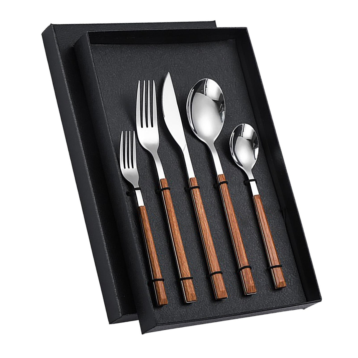 Tableware Cutlery Set Stainless Steel Dinner Knives Forks Spoons Eating Utensils High Hardness Flatware Set Wood Grain Handle