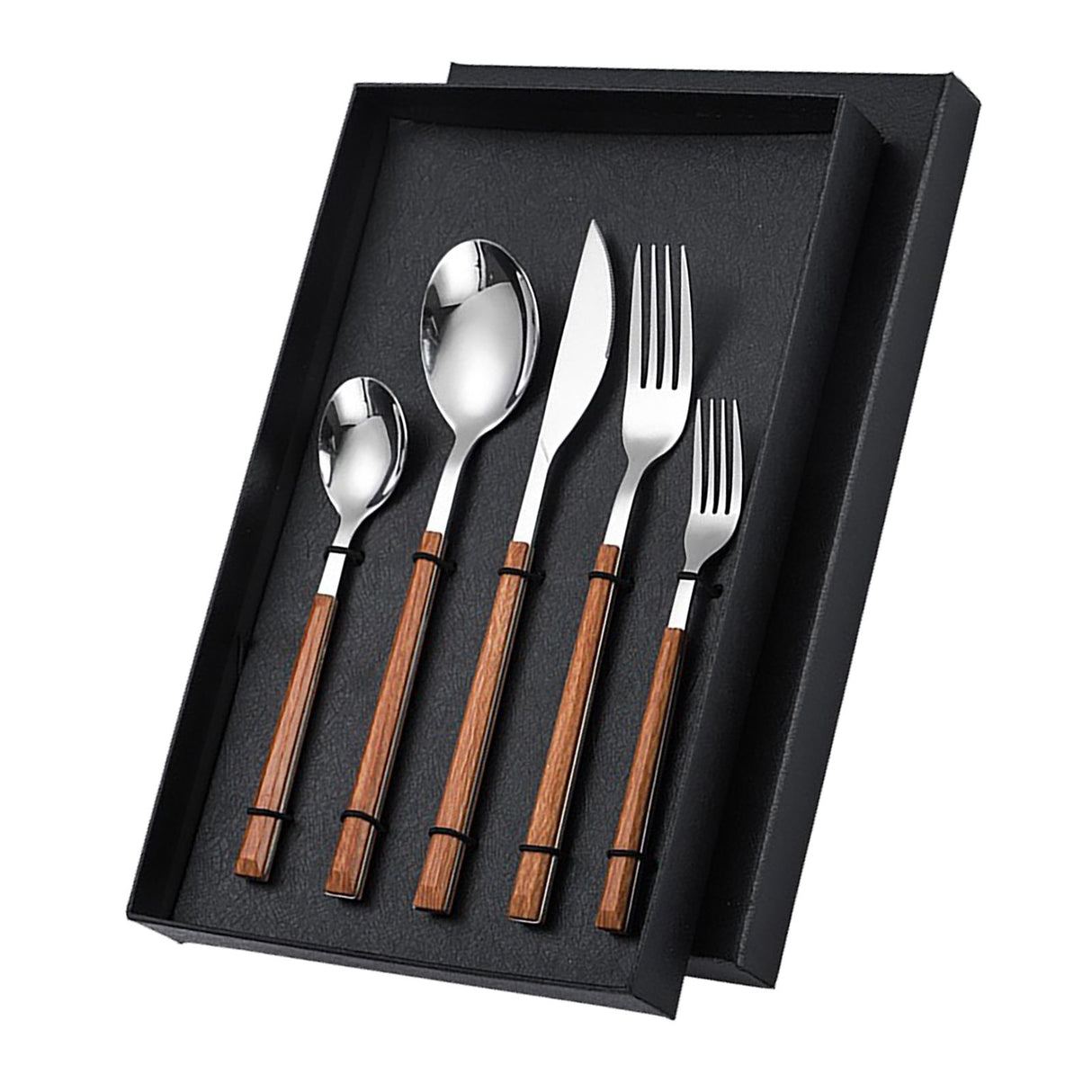 Tableware Cutlery Set Stainless Steel Dinner Knives Forks Spoons Eating Utensils High Hardness Flatware Set Wood Grain Handle