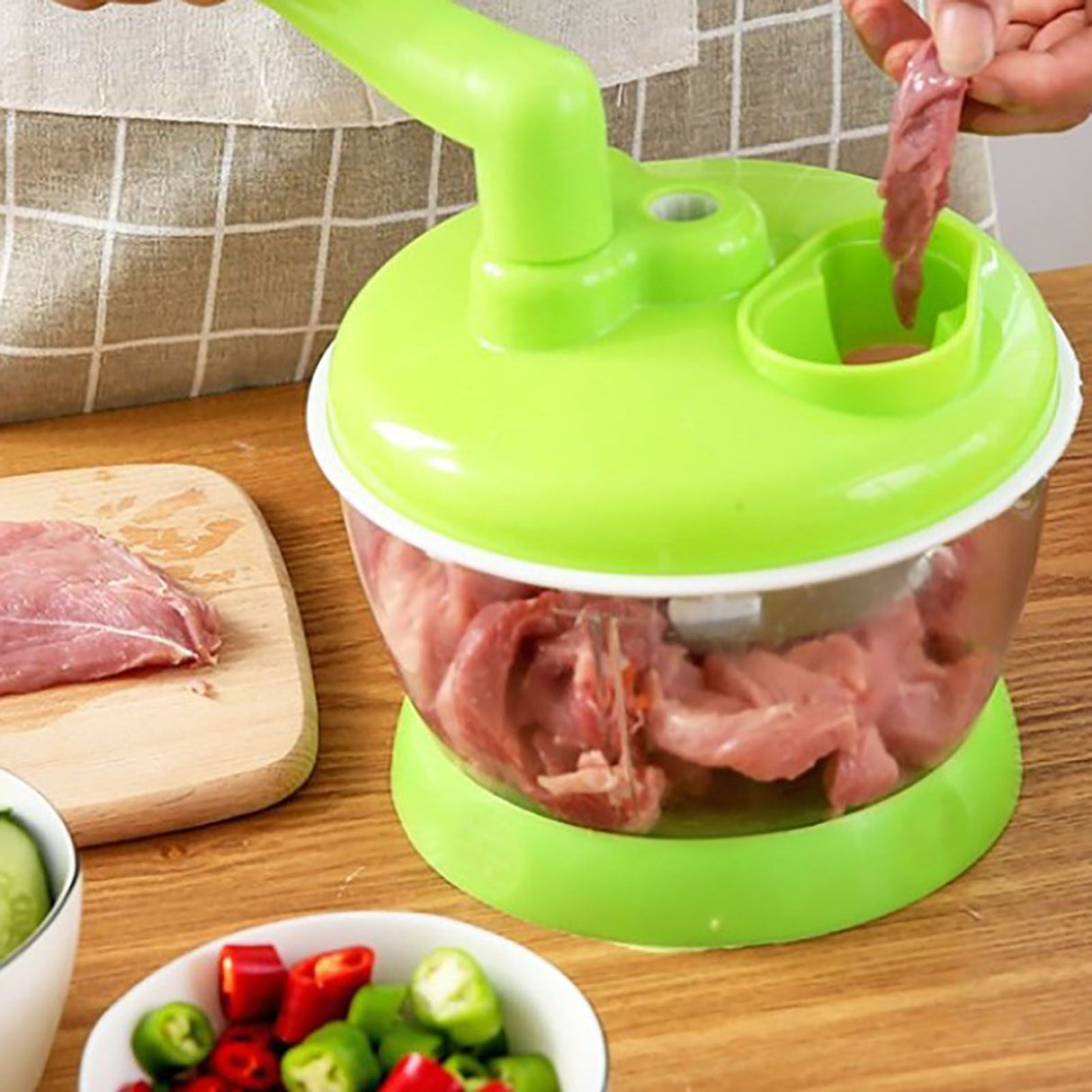 Manual Vegetable Grinder Stainless Steel Blade Portable Food Meat Mixer for Kitchen Restaurant