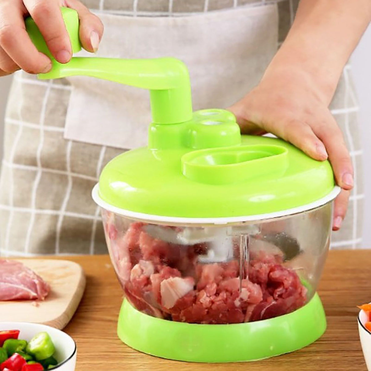 Manual Vegetable Grinder Stainless Steel Blade Portable Food Meat Mixer for Kitchen Restaurant