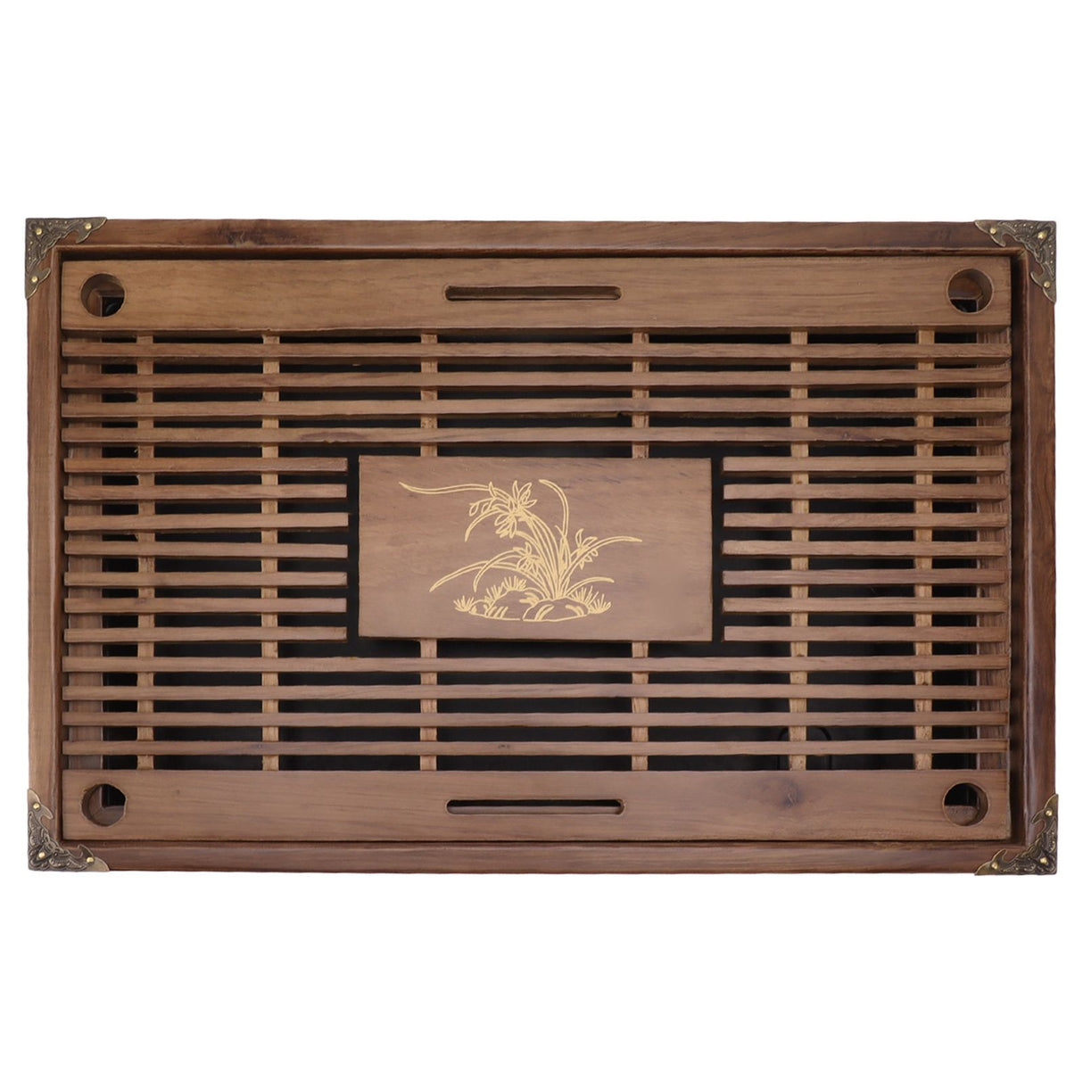Gongfu Tea Tray Water Storage Drainage Home Decoration Ornament Serving Tray for Office Brown