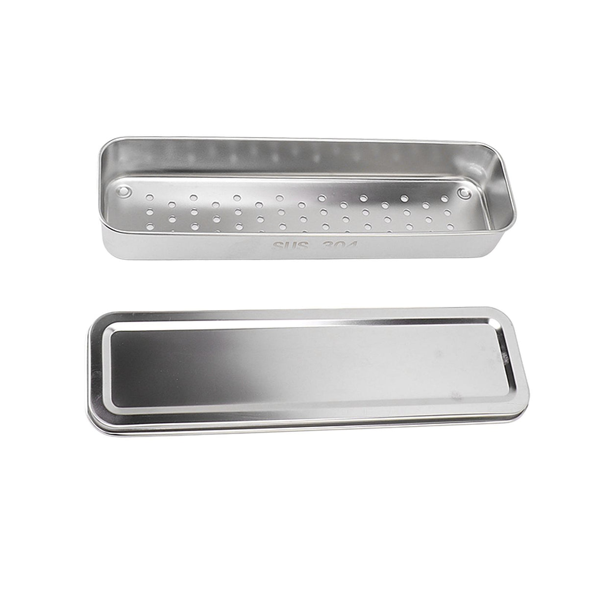 Stainless Steel Cutlery Tray Holder Kitchen Chopstick Spoon Fork Storage Box with Lid Drainer Natural Color