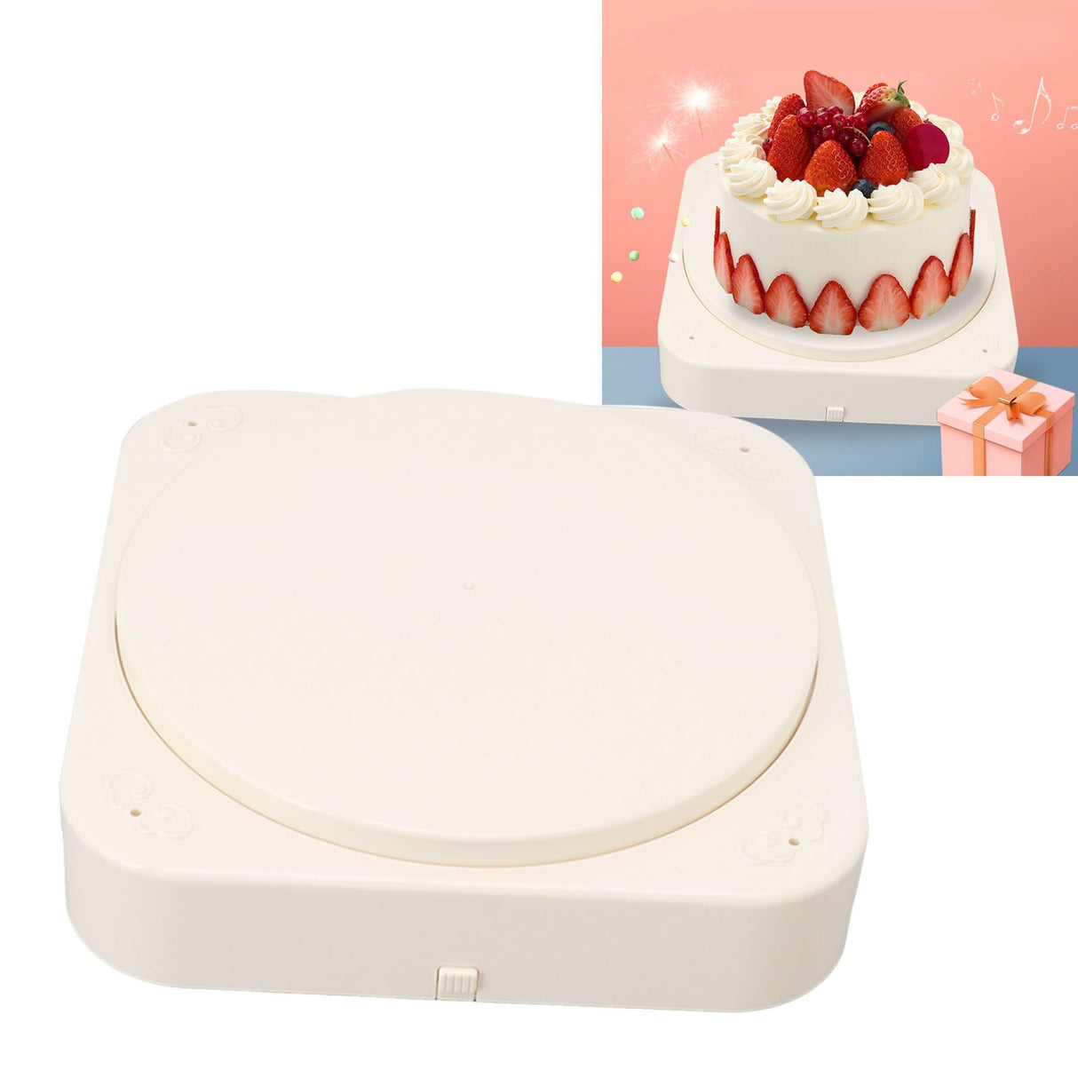 Rotating Dessert Display Table 8 Inch Automatic Rotating Cupcake Stand Machine for Wedding Birthday with Music
