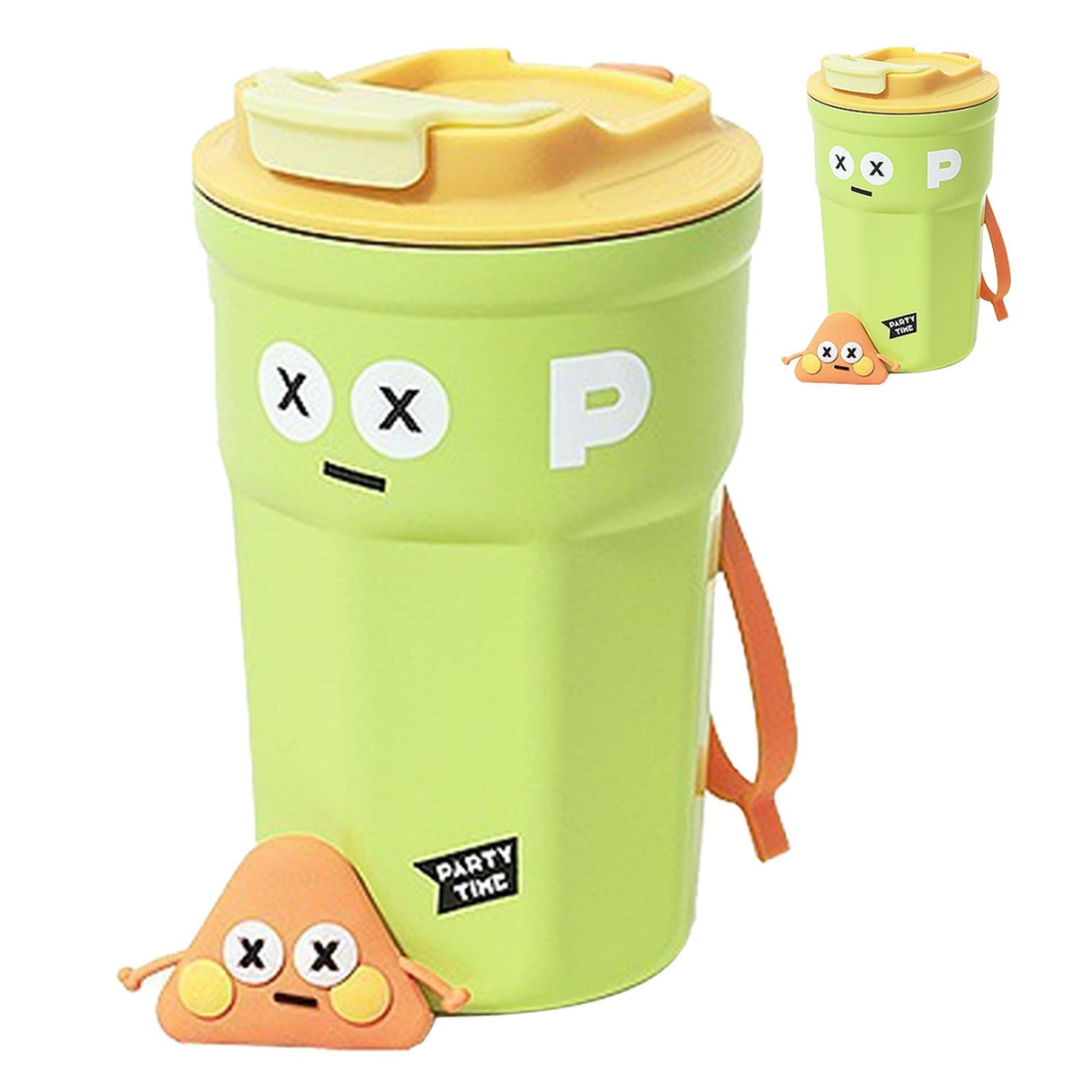 Travel Coffee Mug Cute Appearance Stainless Steel Insulated Coffee Cup with Lid for Office Green 400ml