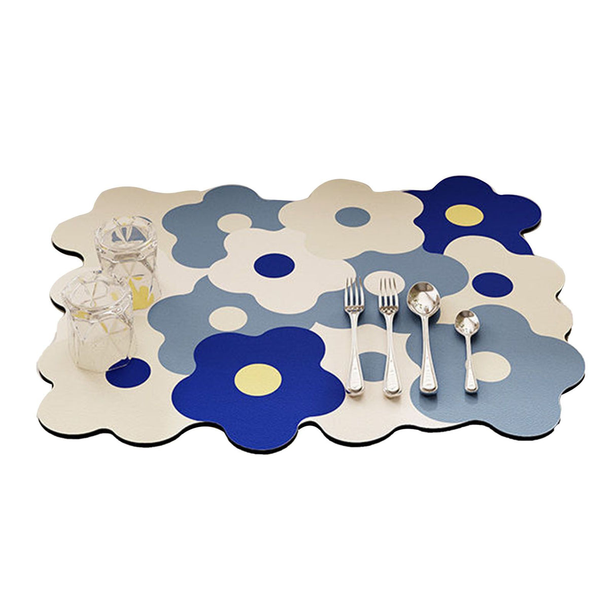 Kitchen Counter Dish Drying Mat Refreshing Cute Elegant Heat Resistant Absorbent Dishes Drain Mat Blue and White 11.8 X 15.7in