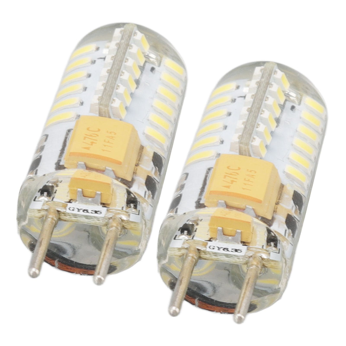 GY6.35 Bulb Eye Protection Energy Saving 6000K 3W 48 LED Light Bulb for Chandelier Table Lamp 12V 2pcs