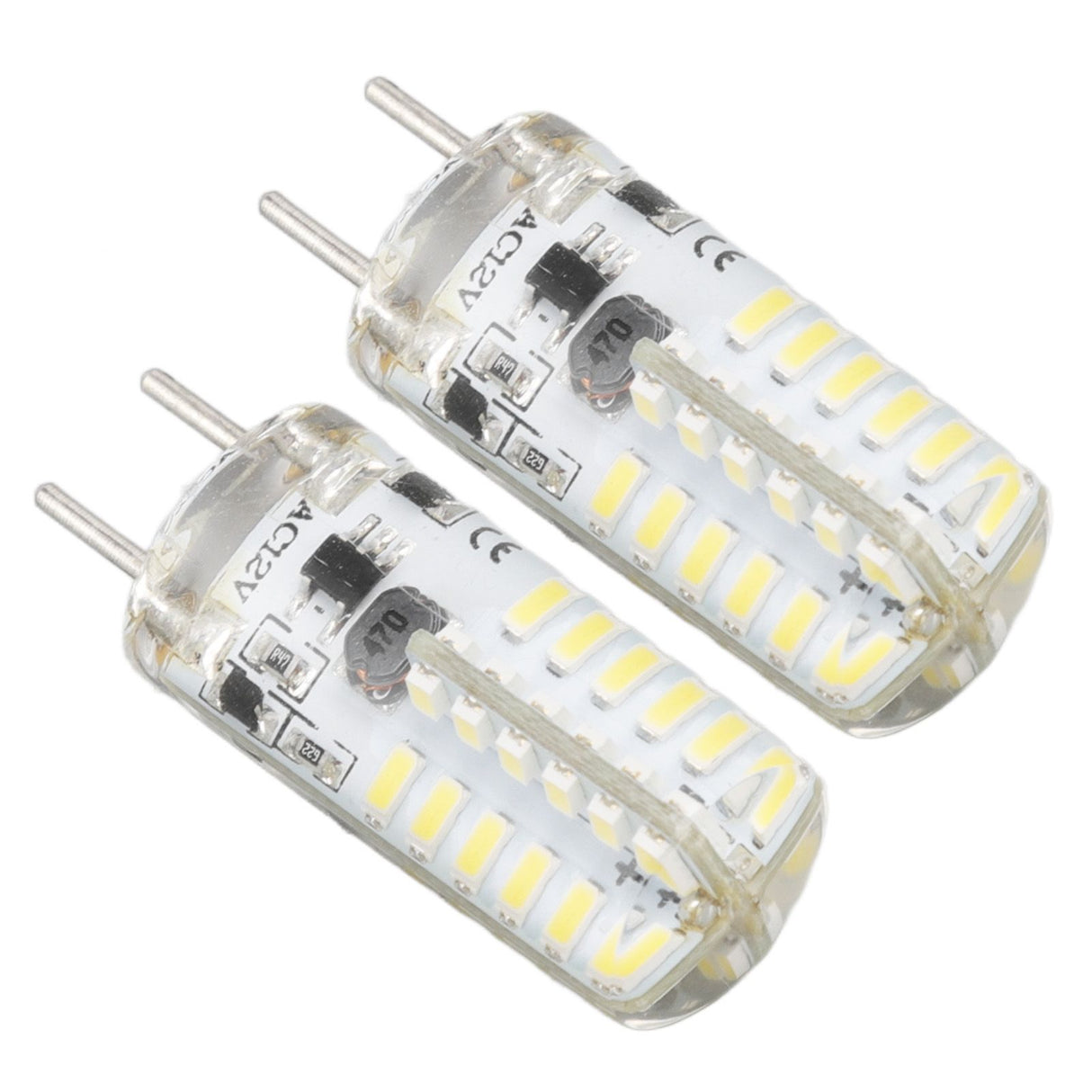 GY6.35 Bulb Eye Protection Energy Saving 6000K 3W 48 LED Light Bulb for Chandelier Table Lamp 12V 2pcs