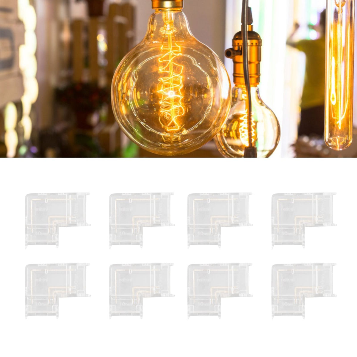 8pcs LED Strip Light Connector Professional Transparent 3Pin L Shaped COB Connector for COB LED Strip Light
