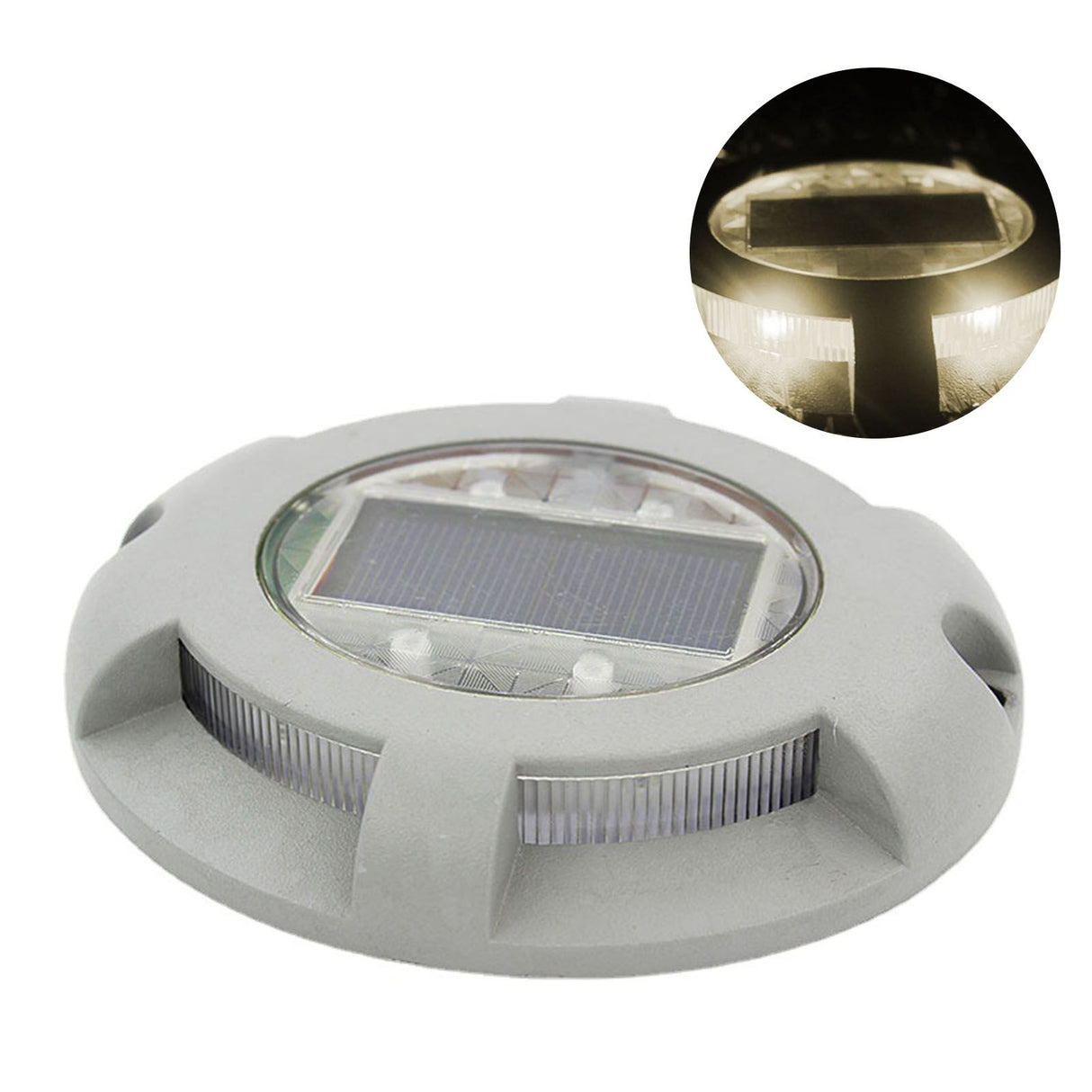 Solar Step Light IP65 Waterproof Round Aluminum Alloy Outdoor LED Stair Lamp for Deck Courtyard Pathway Warm Color