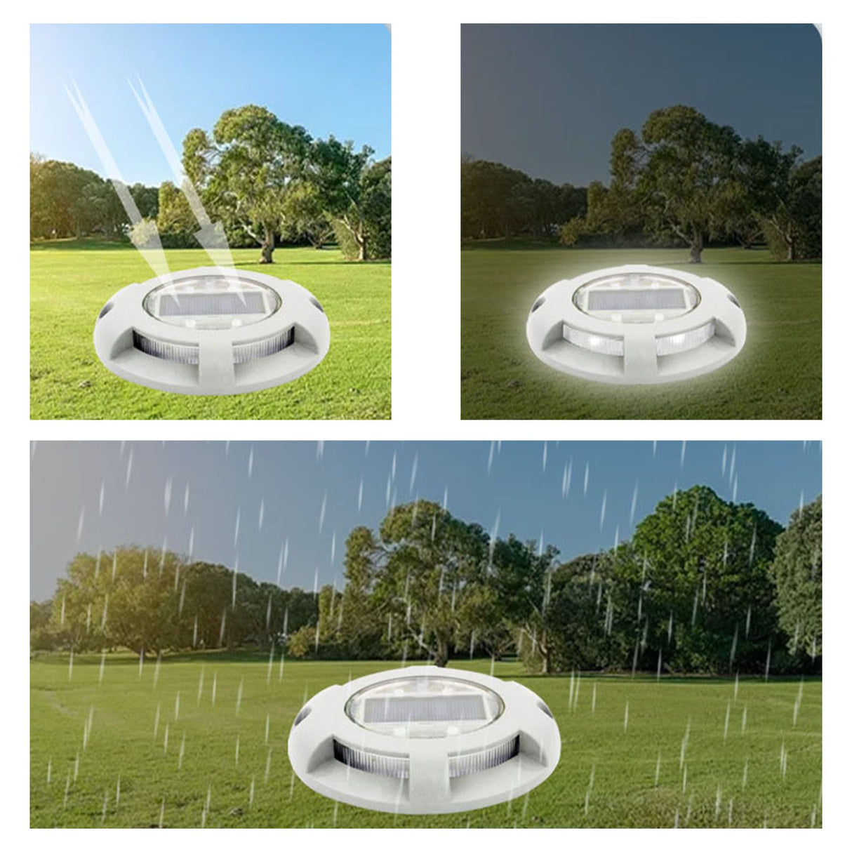 Solar Step Light IP65 Waterproof Round Aluminum Alloy Outdoor LED Stair Lamp for Deck Courtyard Pathway Warm Color