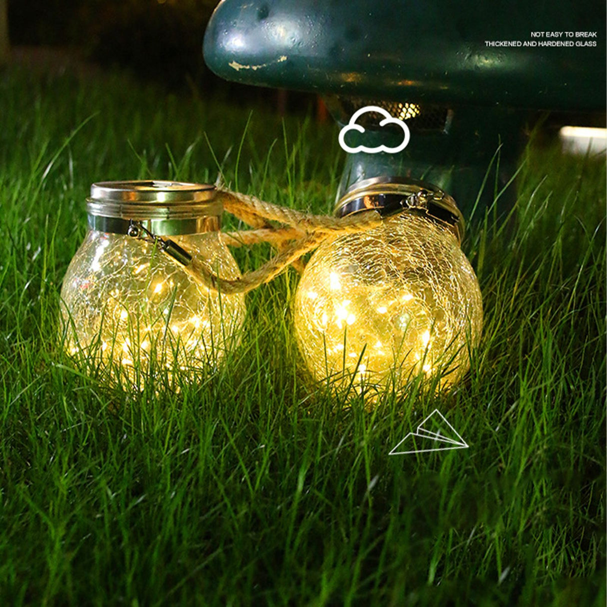 Hanging Solar Light Thickened Crackle Glass Style Waterproof Smar Sensor Hanging Solar Lantern for Garden Yard Pathway