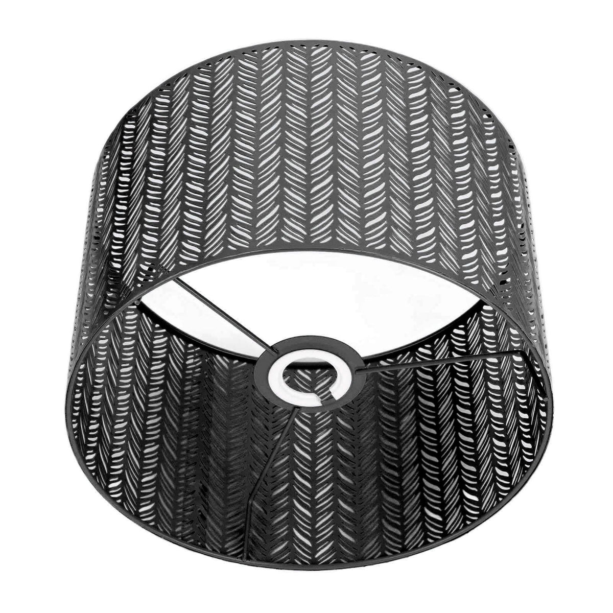 Drum Lamp Shade E27 E14 Clip Fir Leaf Shape Hollow Out Metal Decorative Lampshade Cover for Table Wall Ceiling Lamp Black