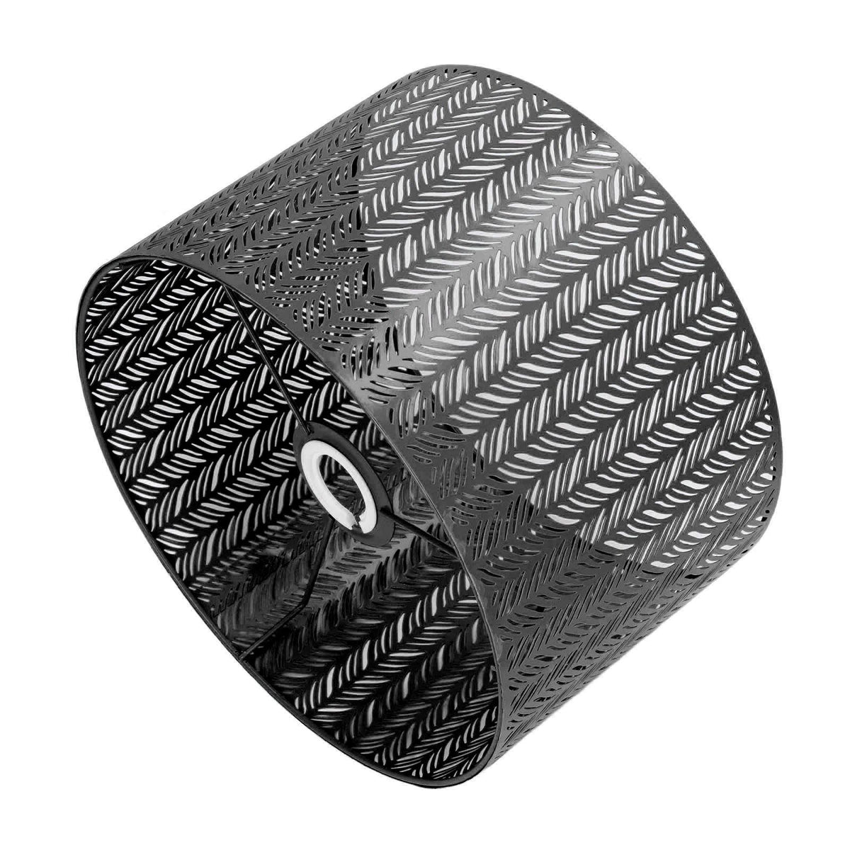 Drum Lamp Shade E27 E14 Clip Fir Leaf Shape Hollow Out Metal Decorative Lampshade Cover for Table Wall Ceiling Lamp Black