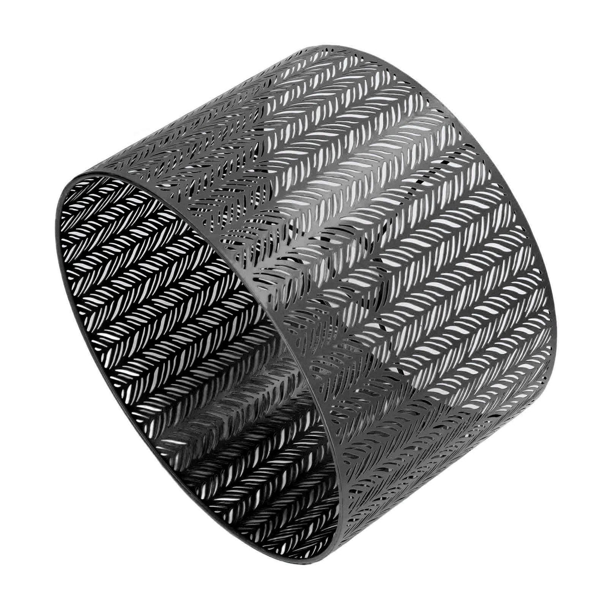 Drum Lamp Shade E27 E14 Clip Fir Leaf Shape Hollow Out Metal Decorative Lampshade Cover for Table Wall Ceiling Lamp Black