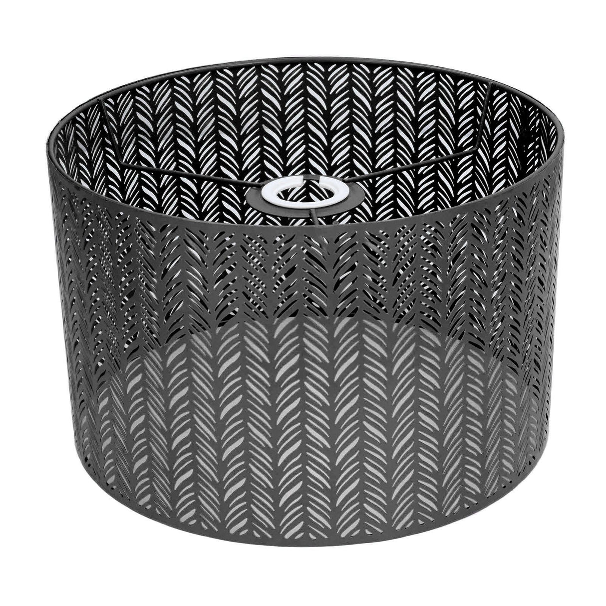 Drum Lamp Shade E27 E14 Clip Fir Leaf Shape Hollow Out Metal Decorative Lampshade Cover for Table Wall Ceiling Lamp Black