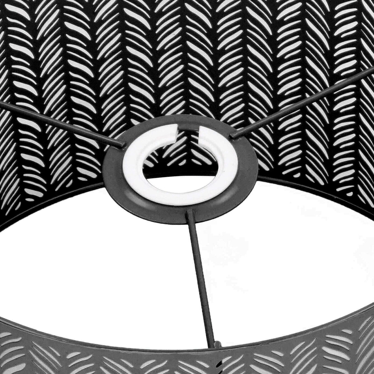 Drum Lamp Shade E27 E14 Clip Fir Leaf Shape Hollow Out Metal Decorative Lampshade Cover for Table Wall Ceiling Lamp Black