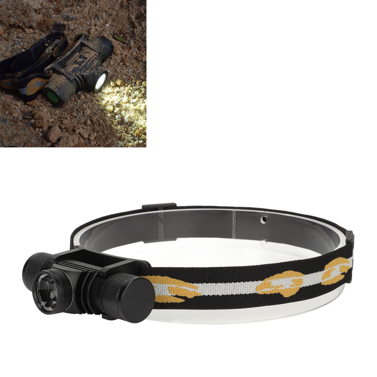Rechargeable Head Lamps with 6 Gear Rotary Zoom Waterproof Headlight for Adventure Hiking