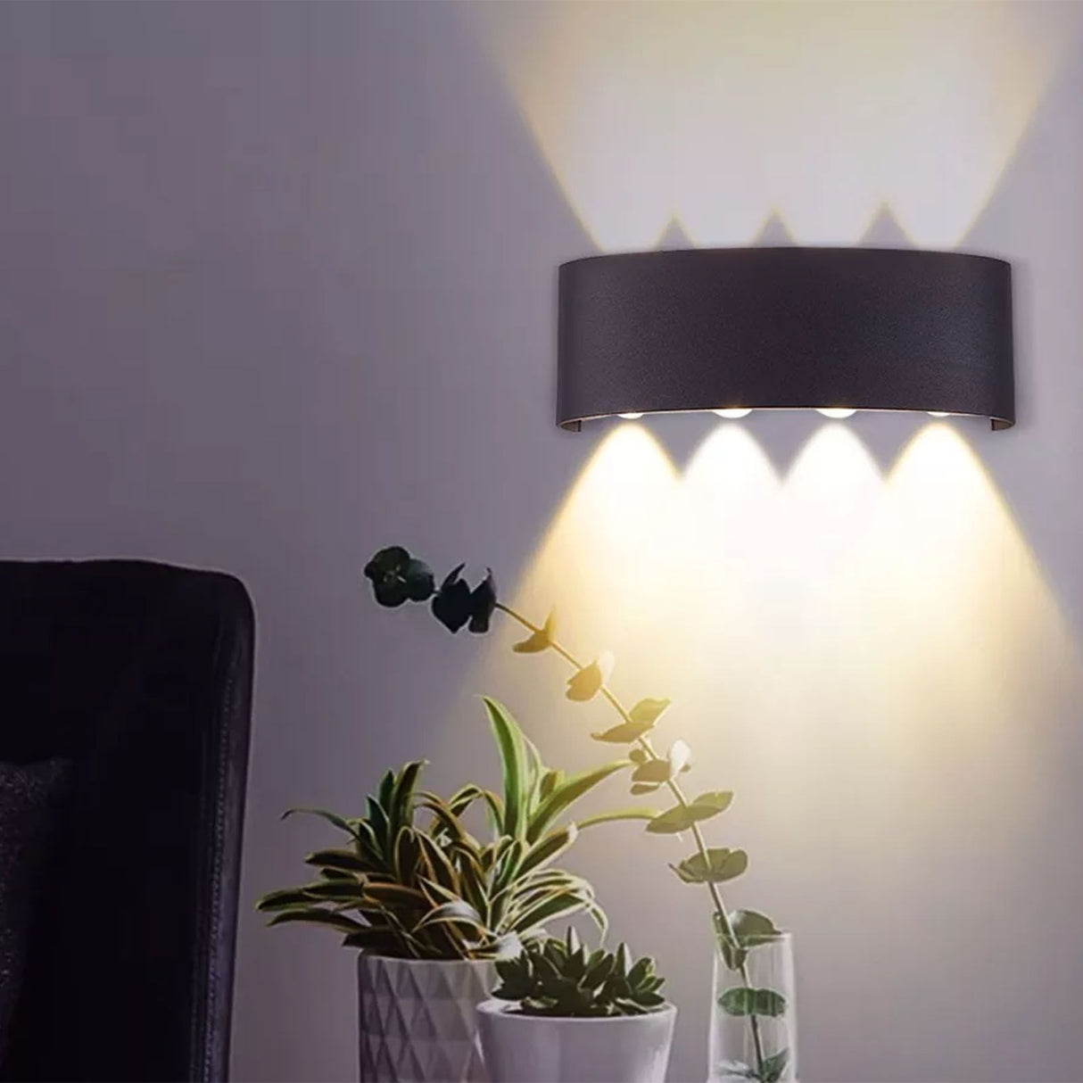 Up and Down Lights 8W 4000K Black Frame 8 Lamp Beads IP65 Waterproof LED Wall Lights for Bedroom Office Hotel