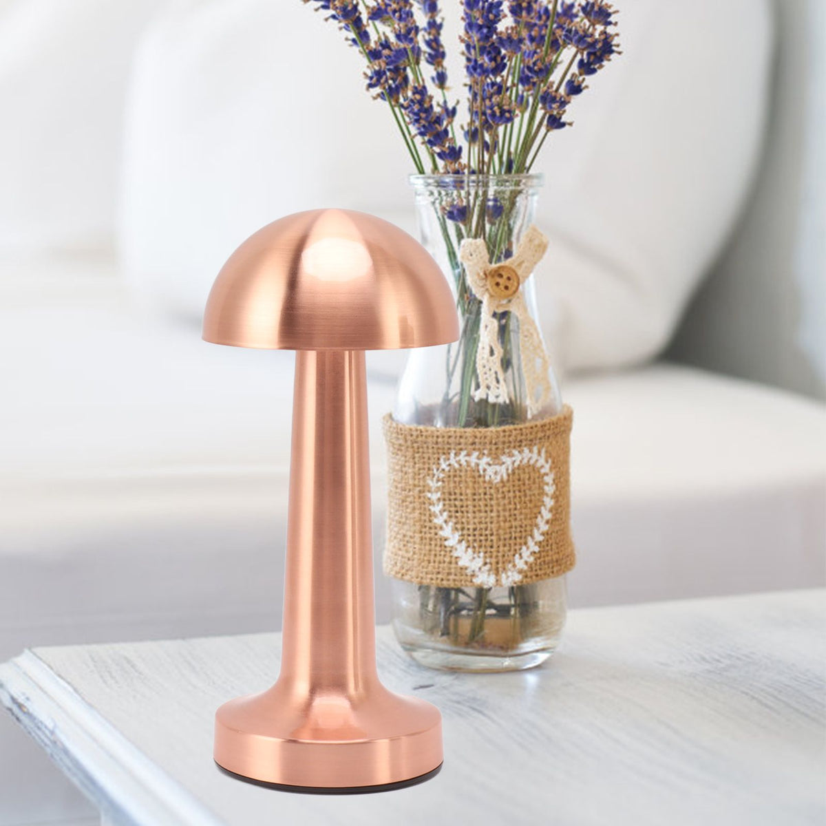 Mushroom Table Lamp Rechargeable Bedside Light Stepless Dimming Touch Control Home Decoration