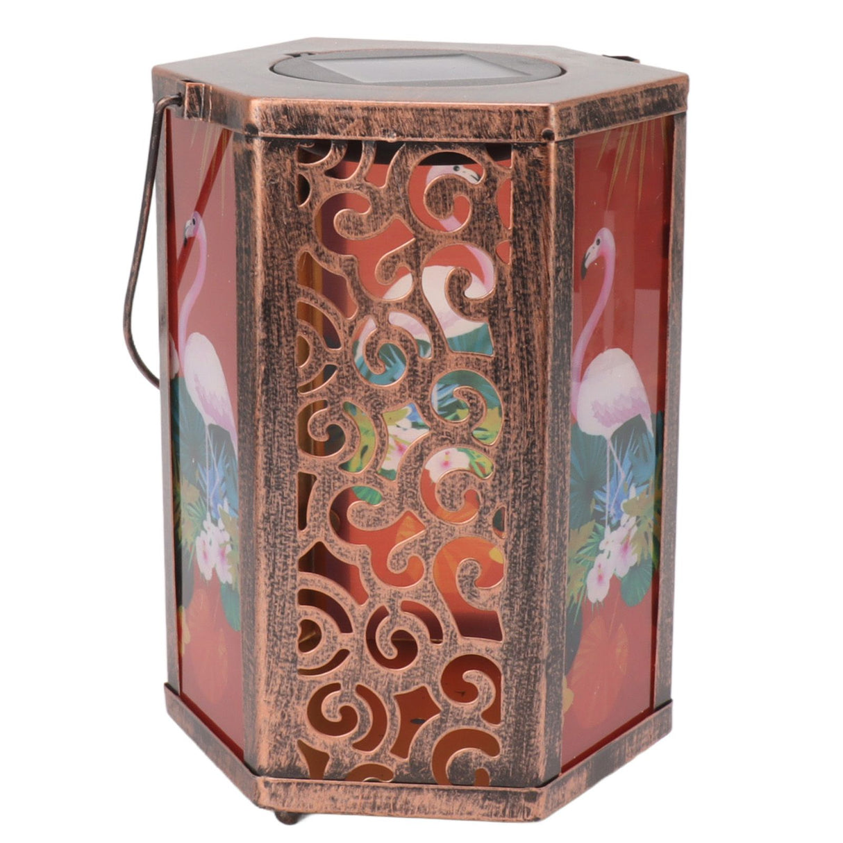 Garden Hanging Lights Waterproof LED Decorative Lighting Hexagonal Bird Pattern Lantern for Home Courtyard