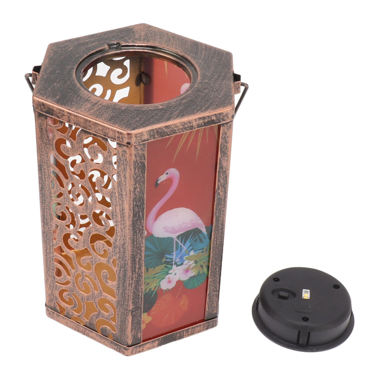 Garden Hanging Lights Waterproof LED Decorative Lighting Hexagonal Bird Pattern Lantern for Home Courtyard