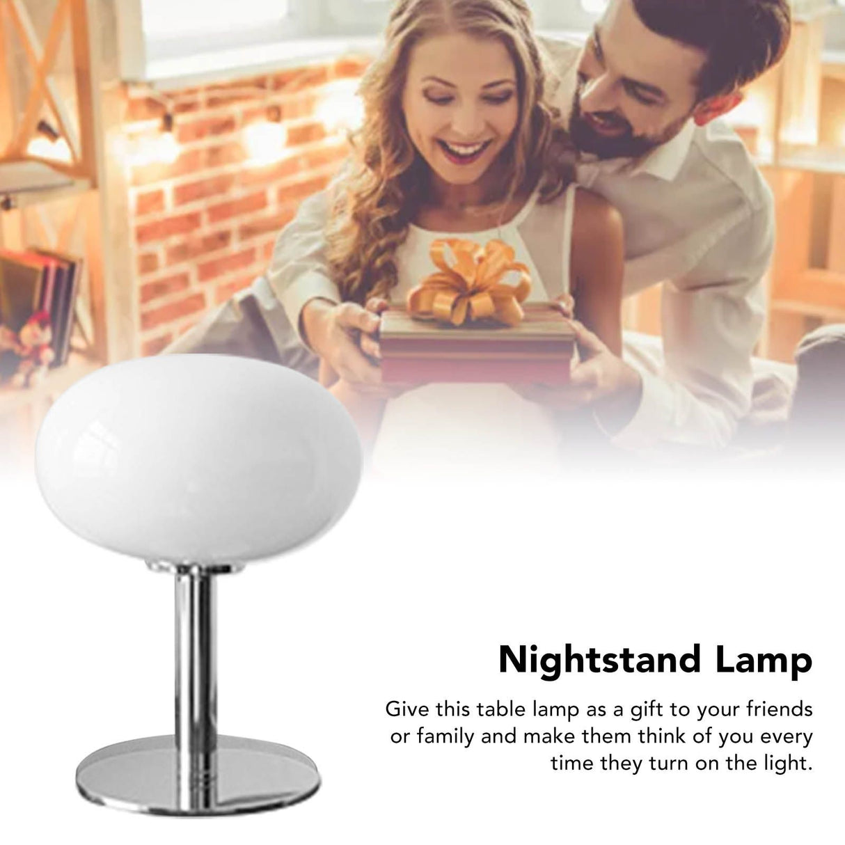 Bedside Table Lamp Iron Base Cute Shape Simple Modern Elegant Nightstand Lamp for Home USB Button Switch White