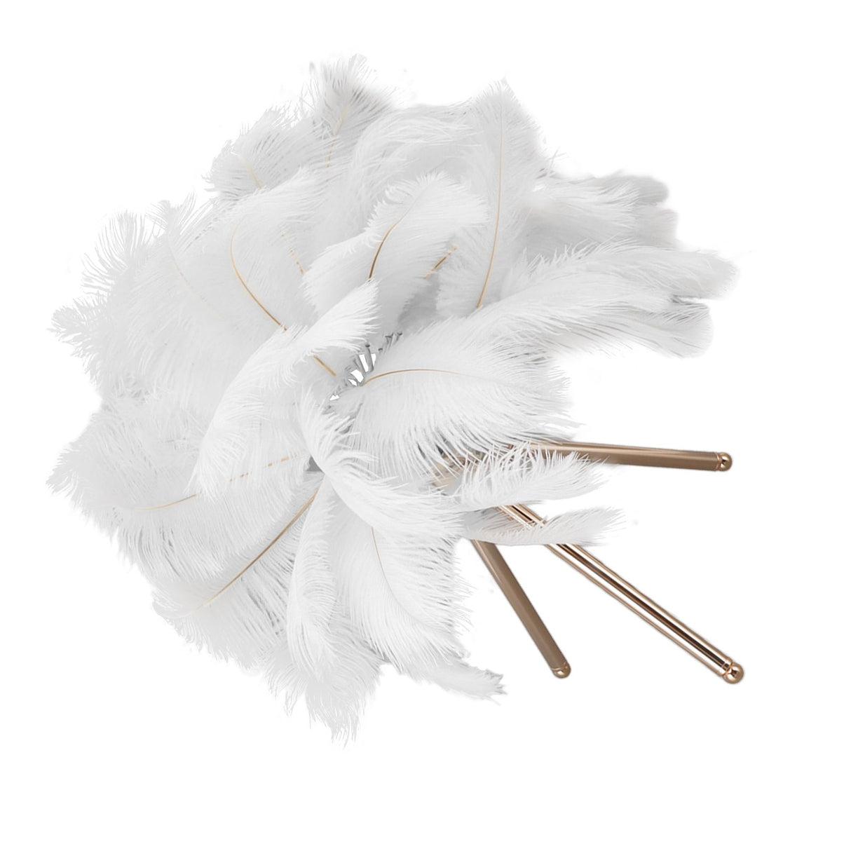 Feather Table Lamp USB Rechargeable Ostrich Feather Desk Light with Gold Tripod for Bedroom 40Pcs Artificial Feather White