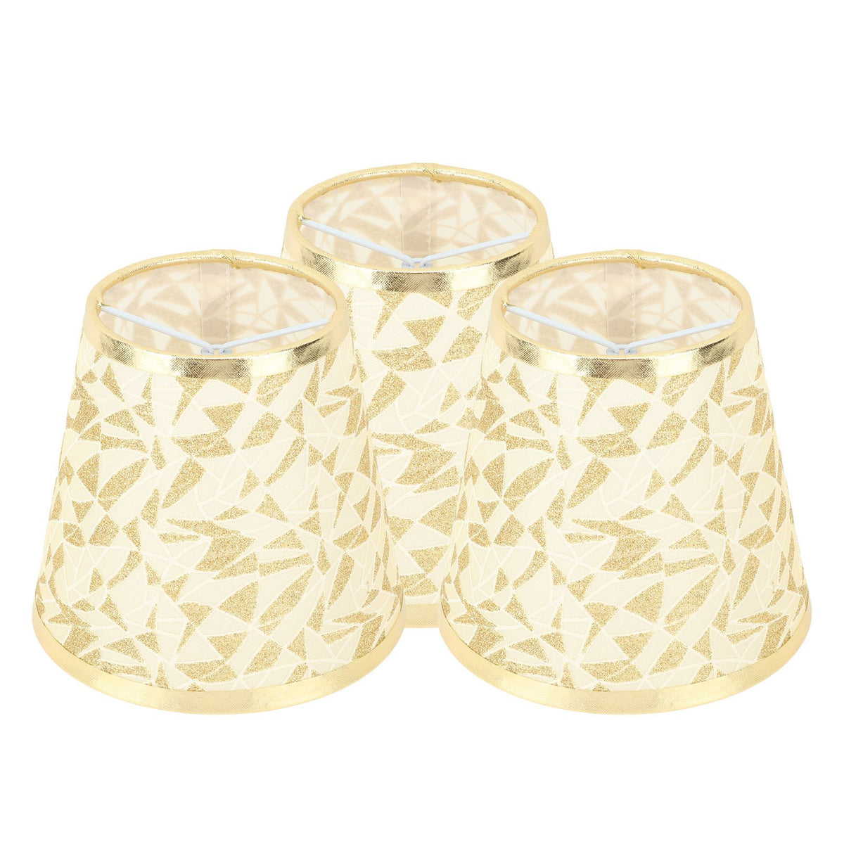 Cloth Lampshade Clip On Design Modern Barrel Fabric Lamp Shades for E14 Bulb Chandelier Wall Lamp 3pcs Gold