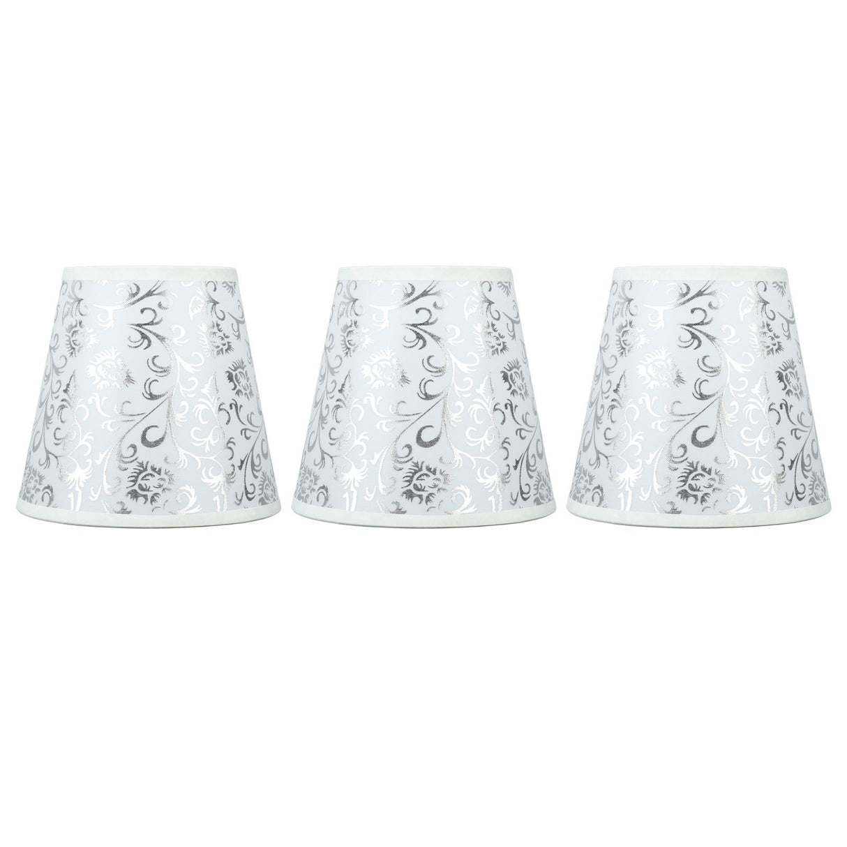 Cloth Lampshade Clip On Installation Modern Fabric Lamp Shades for E14 Bulb Chandelier Table Lamp 3pcs Silver