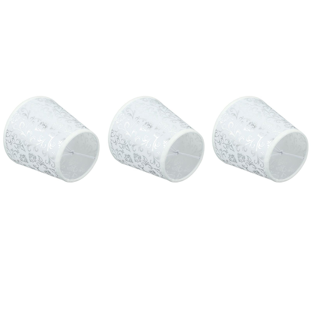 Cloth Lampshade Clip On Installation Modern Fabric Lamp Shades for E14 Bulb Chandelier Table Lamp 3pcs Silver