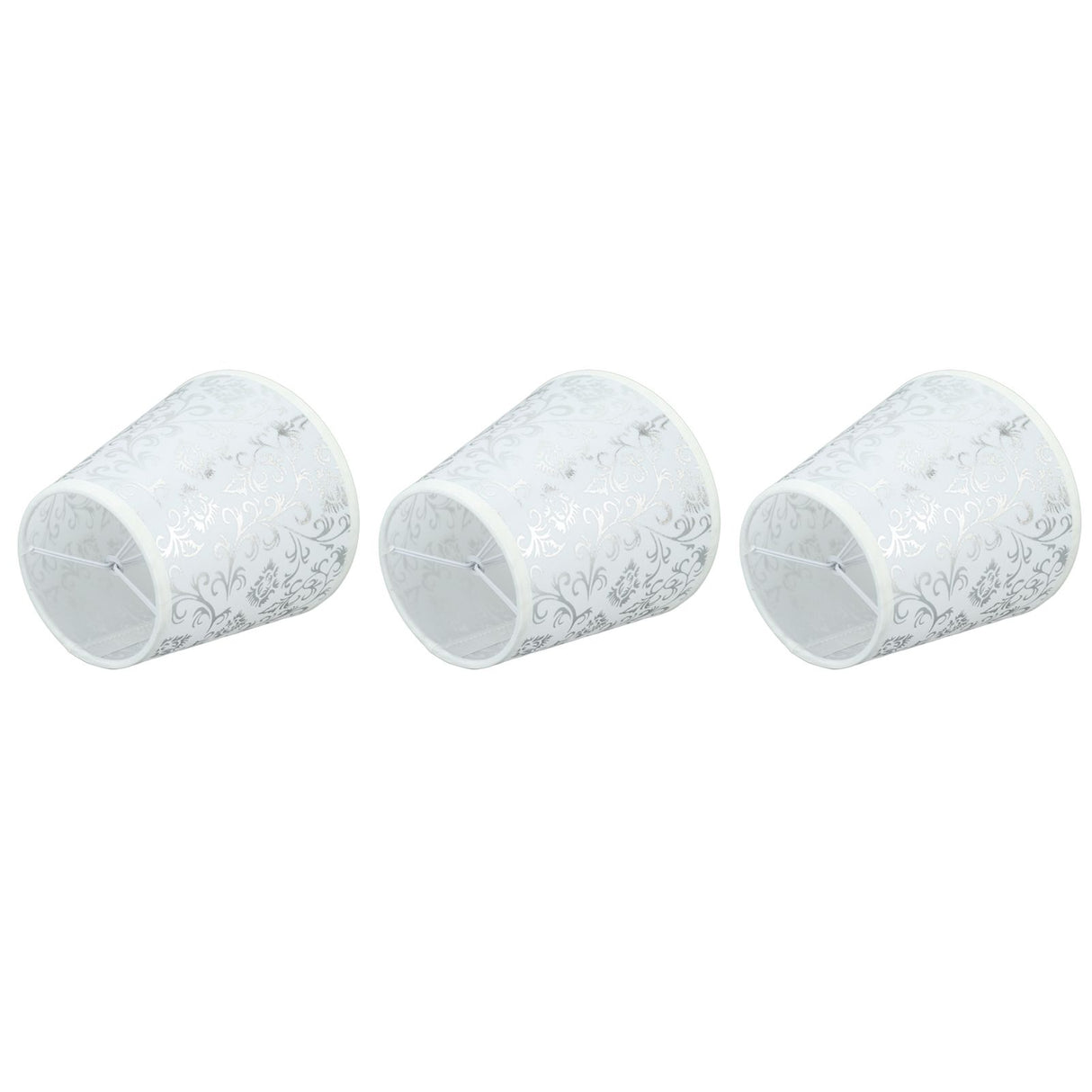 Cloth Lampshade Clip On Installation Modern Fabric Lamp Shades for E14 Bulb Chandelier Table Lamp 3pcs Silver