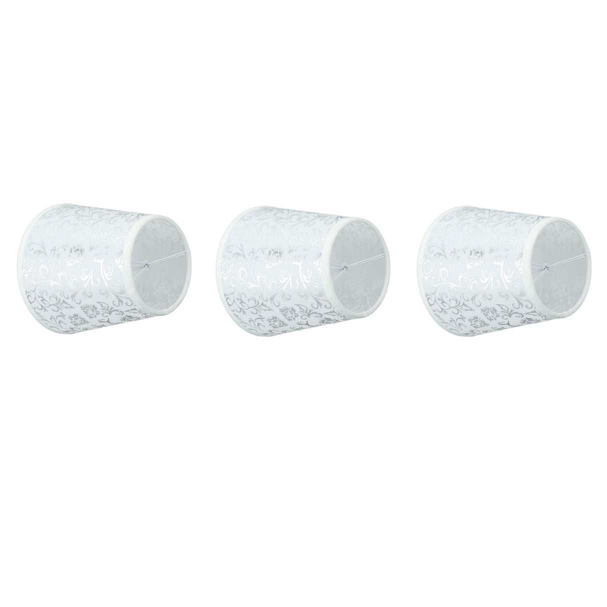 Cloth Lampshade Clip On Installation Modern Fabric Lamp Shades for E14 Bulb Chandelier Table Lamp 3pcs Silver