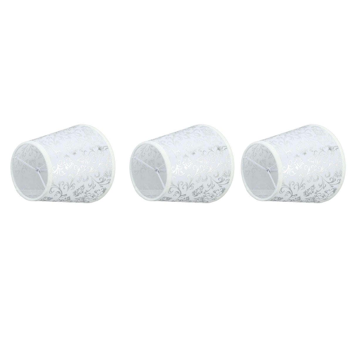 Cloth Lampshade Clip On Installation Modern Fabric Lamp Shades for E14 Bulb Chandelier Table Lamp 3pcs Silver